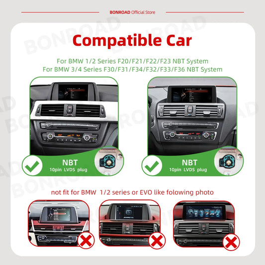 Wireless Carplay Multimedia Display Screen Android Auto Radio For BMW 1 2 3 4 Series F20 F21 F22 F30 F31 F32 F33 F34 F36 M4 F82