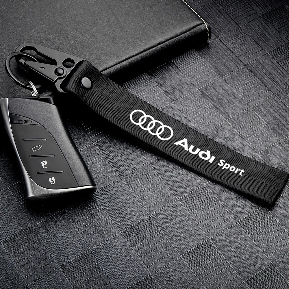 Aluminum Car Tire Valve Cover Car Badge Nylon Keychain Accessorie For Audi Sline RS A3 A4 A5 A6 b6 b7 b9 8p 8v b8 c7 S6 RS3 TT