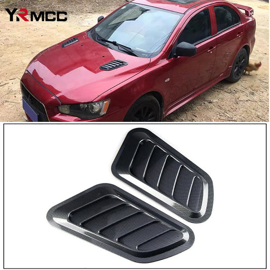 2PCS Universal Car Tuning Hood Carbon Fiber Air Flow Intake Decoration Hood Scoop Bonnet Vent Cover Stickers Decoration Styling