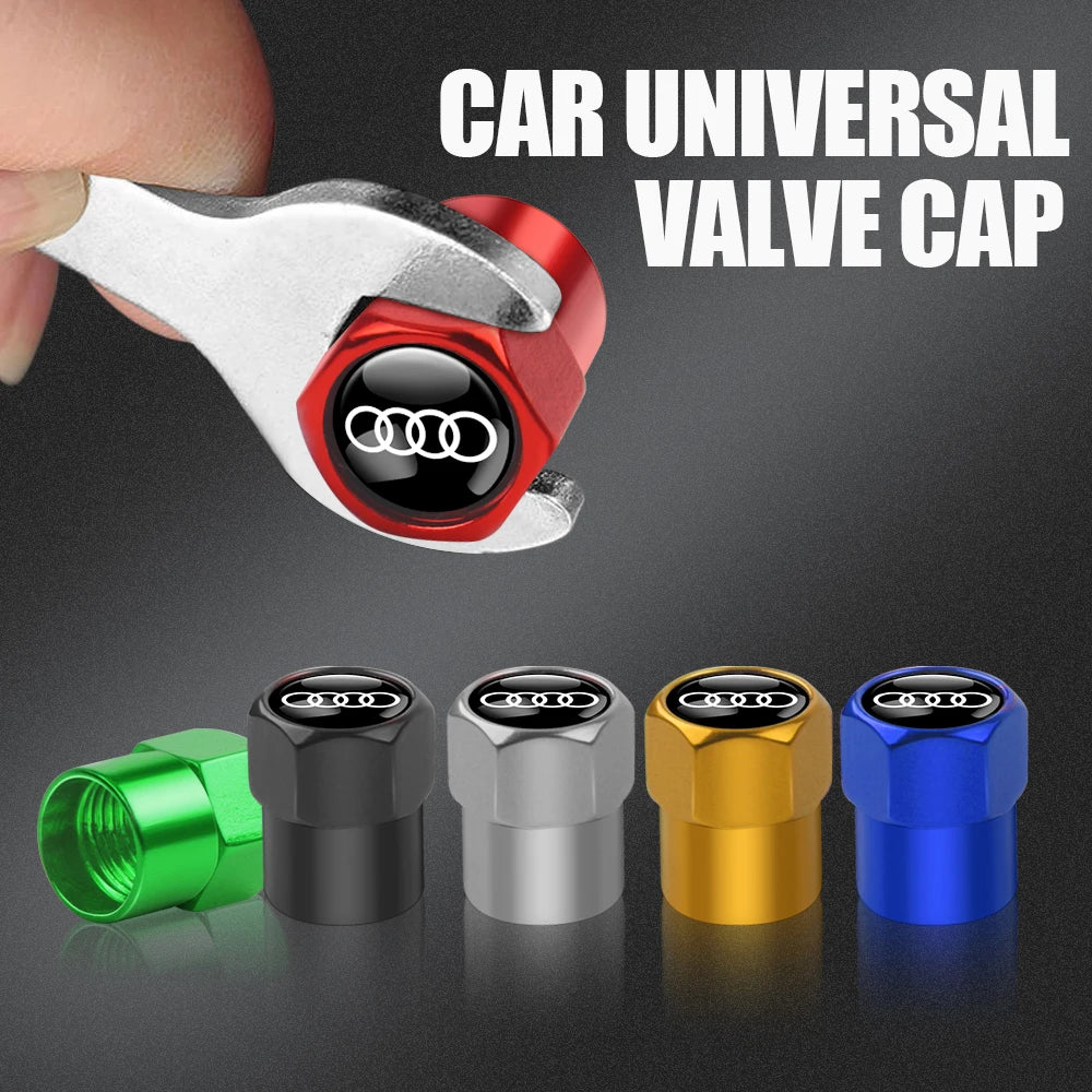 Aluminum Car Tire Valve Cover Car Badge Nylon Keychain Accessorie For Audi Sline RS A3 A4 A5 A6 b6 b7 b9 8p 8v b8 c7 S6 RS3 TT