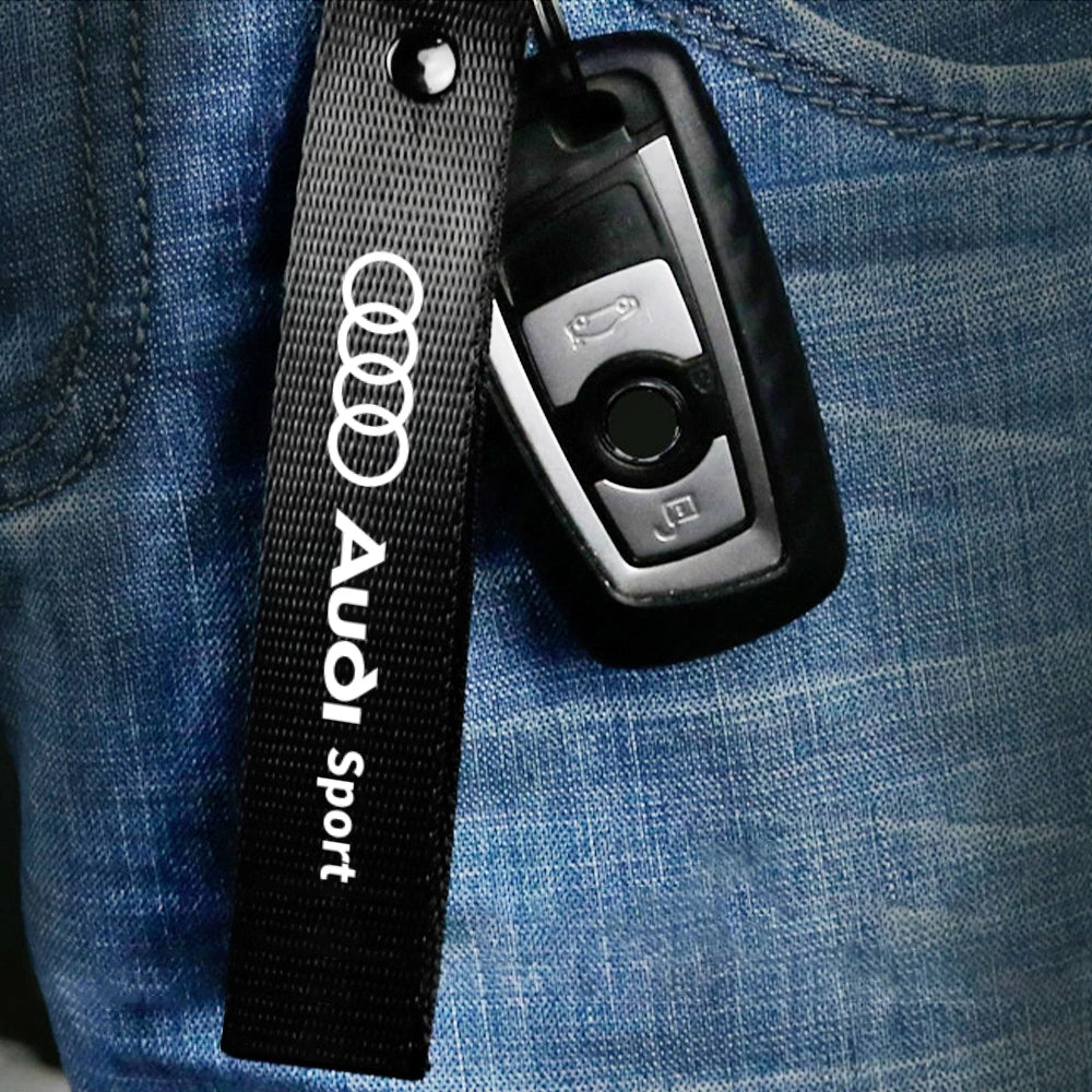 Aluminum Car Tire Valve Cover Car Badge Nylon Keychain Accessorie For Audi Sline RS A3 A4 A5 A6 b6 b7 b9 8p 8v b8 c7 S6 RS3 TT