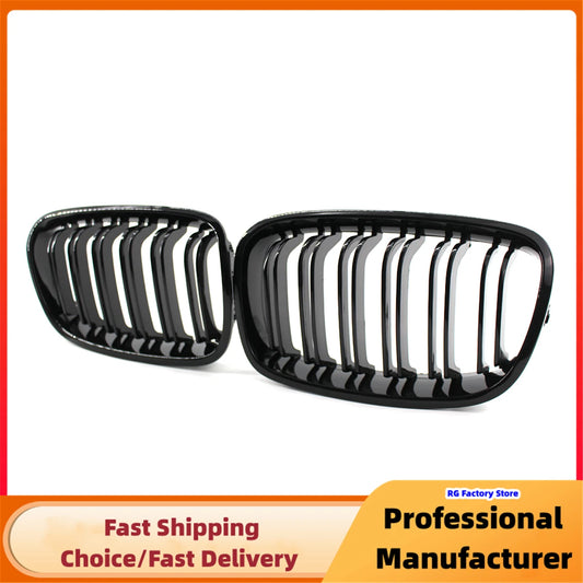 Gloss Black Front Bumper Kidney Grille For BMW 1 Series F20 F21 2011 2012 2013 2014 Car Double Slat Racing Grills Replacement