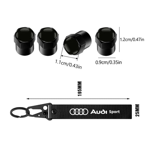 Aluminum Car Tire Valve Cover Car Badge Nylon Keychain Accessorie For Audi Sline RS A3 A4 A5 A6 b6 b7 b9 8p 8v b8 c7 S6 RS3 TT