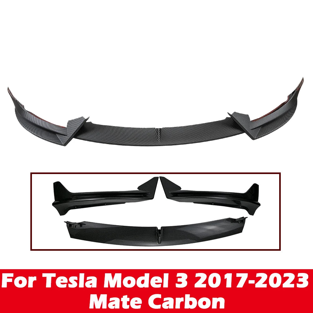 Front Bumper Front Lip Front Shovel kit Compatible for Tesla Model 3 2017-2023 & Model Y 2017-2024,Body Spoiler Splitter kit