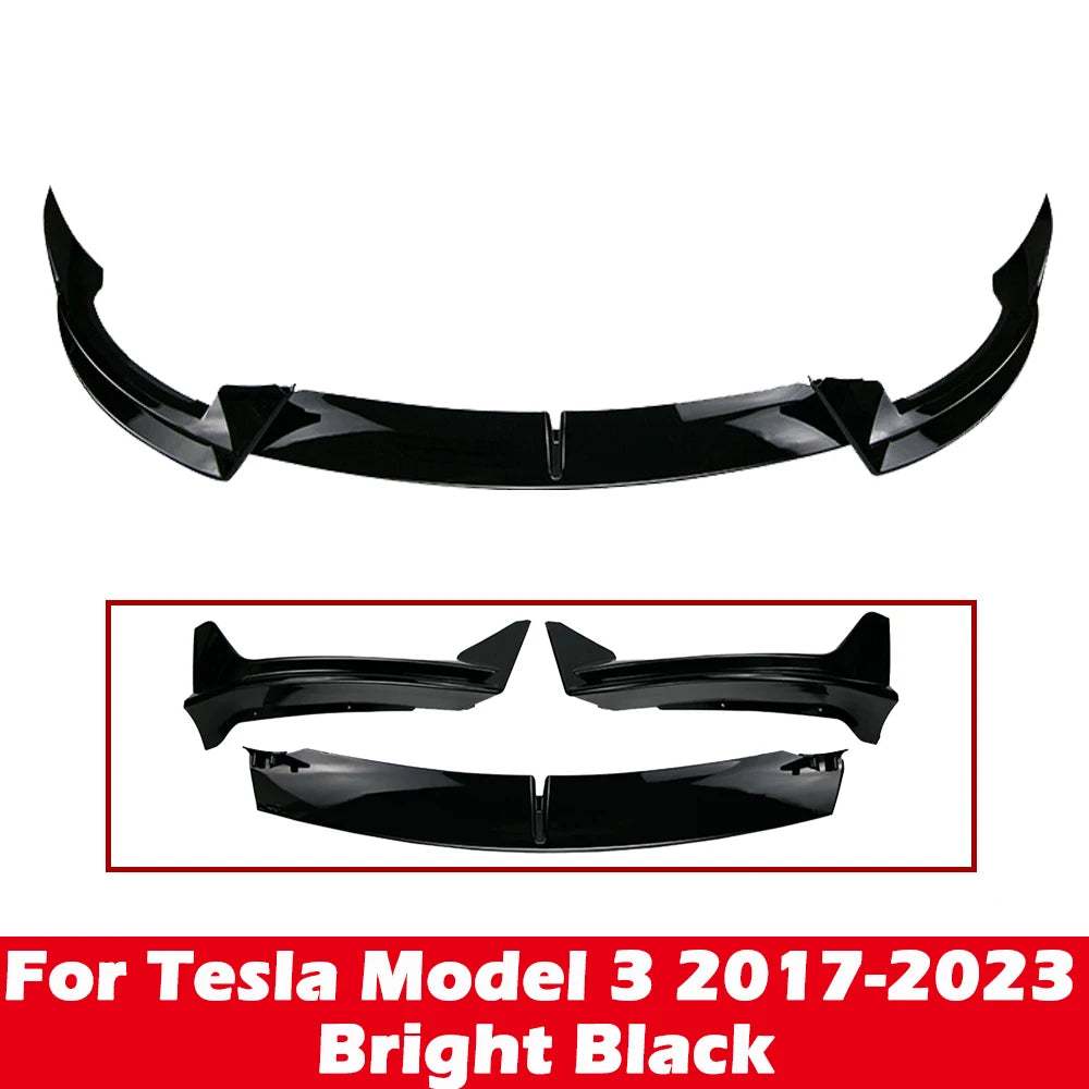 Front Bumper Front Lip Front Shovel kit Compatible for Tesla Model 3 2017-2023 & Model Y 2017-2024,Body Spoiler Splitter kit