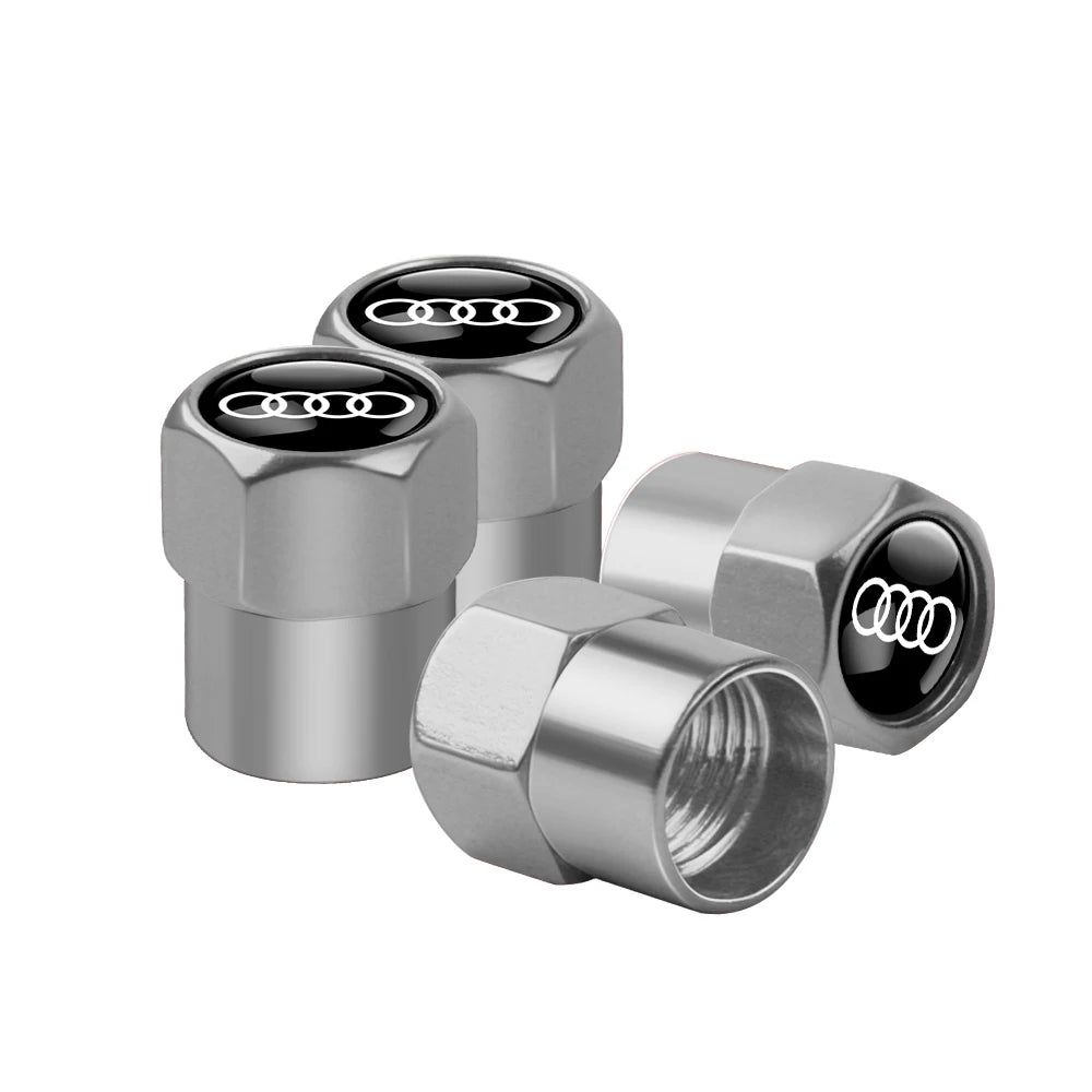 Aluminum Car Tire Valve Cover Car Badge Nylon Keychain Accessorie For Audi Sline RS A3 A4 A5 A6 b6 b7 b9 8p 8v b8 c7 S6 RS3 TT