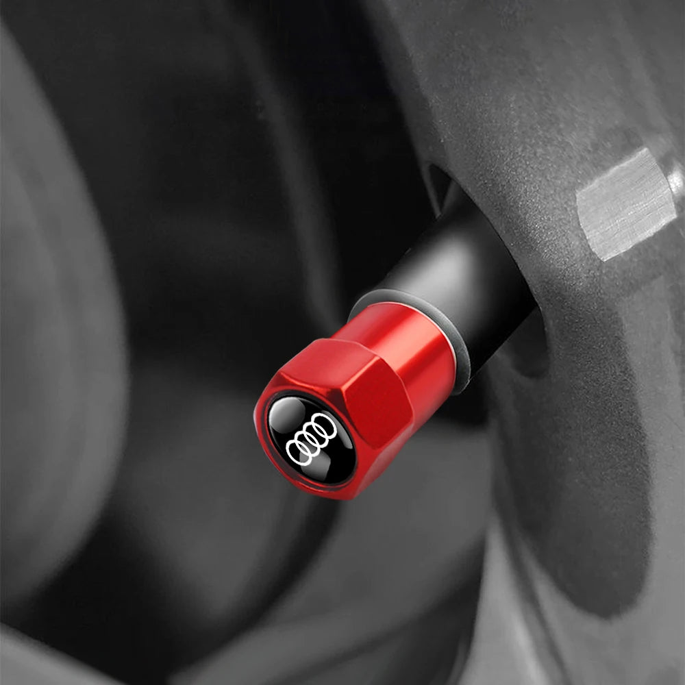 Aluminum Car Tire Valve Cover Car Badge Nylon Keychain Accessorie For Audi Sline RS A3 A4 A5 A6 b6 b7 b9 8p 8v b8 c7 S6 RS3 TT