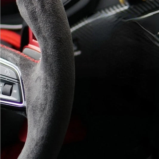 Hand-Stitched Soft Black Carbon Fiber Black Suede Car Steering Wheel Cover For Volkswagen Golf 7 Mk7 Passat B8