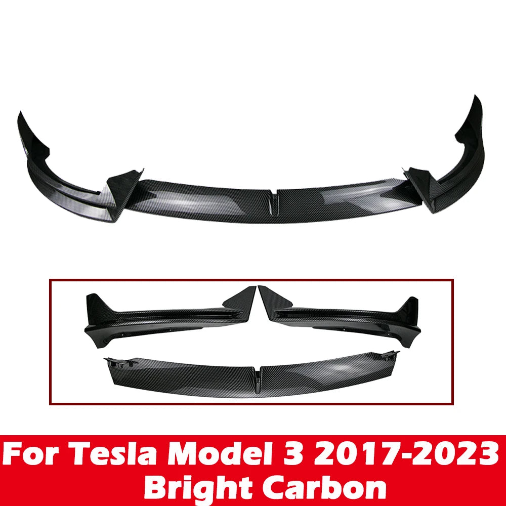 Front Bumper Front Lip Front Shovel kit Compatible for Tesla Model 3 2017-2023 & Model Y 2017-2024,Body Spoiler Splitter kit