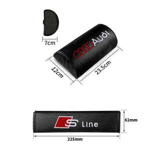 Car Seat Belt Cover Auto Pillow Shoulder Strap Pad Headrest For Audi A3 A4 A6 A5 Q5 B7 B6 B9 Sline S3 S4 S5 S6 Quattro RS Q3 Q7