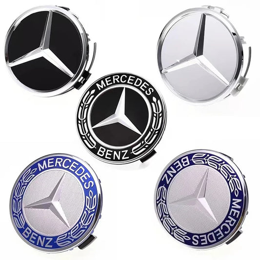 4PCS 75mm Metal Emblem Car Wheel Center Hub Cap Cover Badge For Mercedes Benz AMG GLK GLE GLC W203 W206 W220 W205 W211 W212 W201