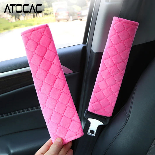 2PCS Seat Belt Shoulder Pads Cars Seatbelt Plush Sleeve Backpack Strap Universal Protector Cover Truck Auto Interior Accessories