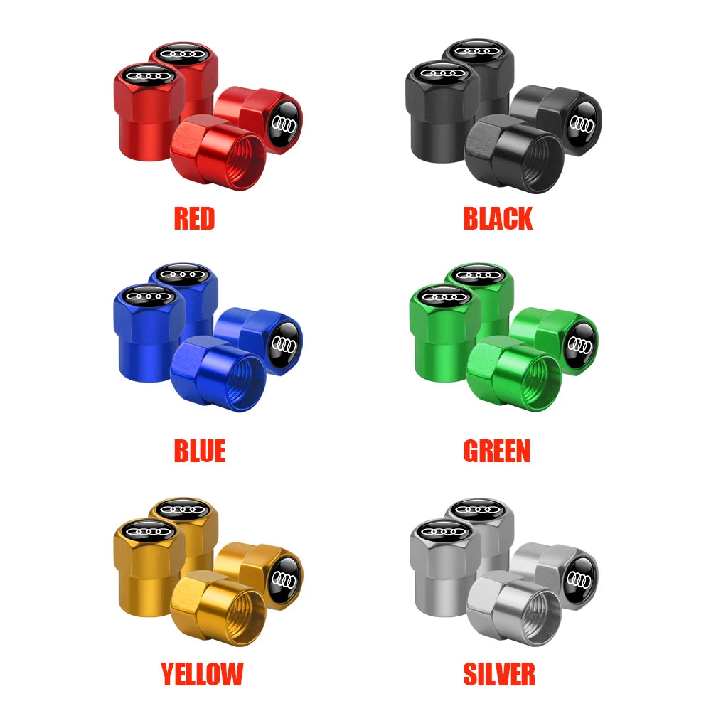 Aluminum Car Tire Valve Cover Car Badge Nylon Keychain Accessorie For Audi Sline RS A3 A4 A5 A6 b6 b7 b9 8p 8v b8 c7 S6 RS3 TT
