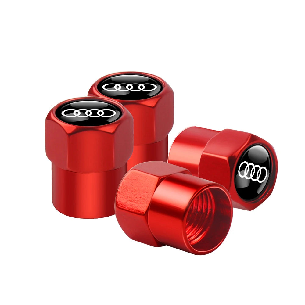 Aluminum Car Tire Valve Cover Car Badge Nylon Keychain Accessorie For Audi Sline RS A3 A4 A5 A6 b6 b7 b9 8p 8v b8 c7 S6 RS3 TT