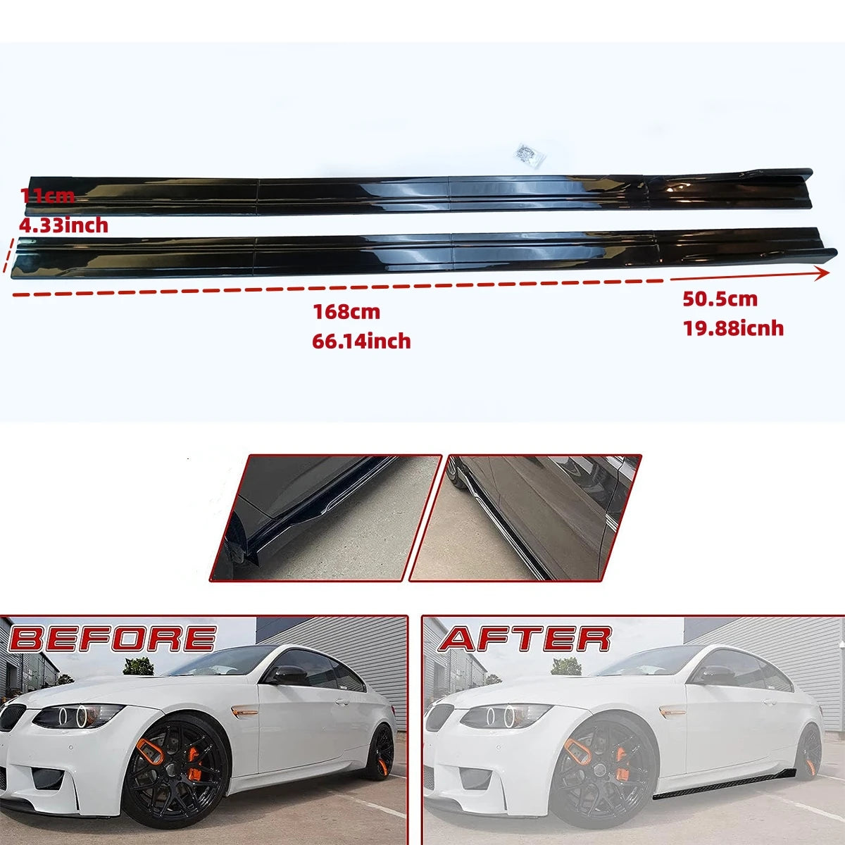 Universal Car Side Skirt 8 Pcs Winglet Splitters Lip Side Spoiler For BMW For Audi For VW For Honda For Benz