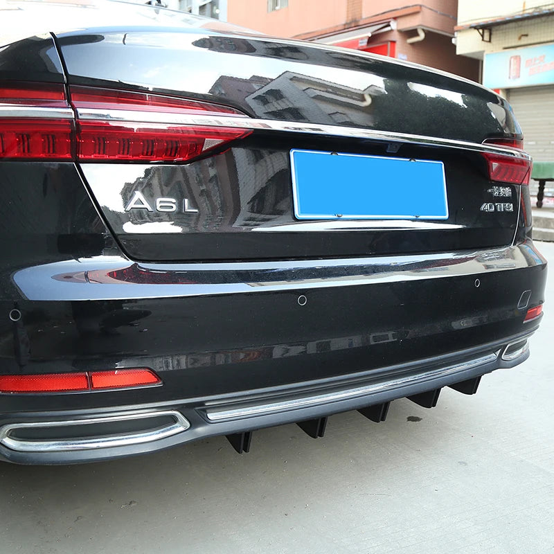 Universal Car Rear Bumper Lip ABS Double Wing Rear Shark Chassis Fin Style Curved Bumper Lip Diffuser Anti-collision 2 in 1