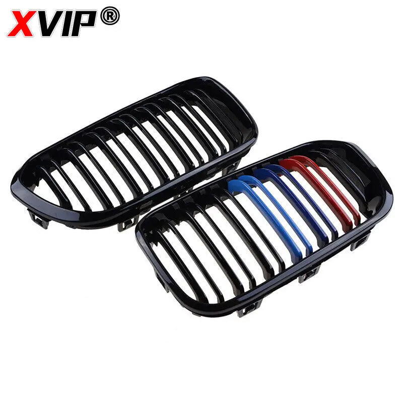 XVIP 1 Pair Front Grilles For BMW 1 Series F20 F21 2012-2019 Gloss Black Kidney Grill Replacement Racing Front Bumper Grilles