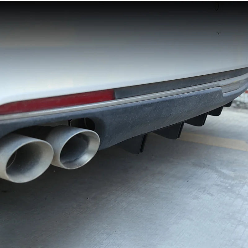 Universal Car Rear Bumper Lip ABS Double Wing Rear Shark Chassis Fin Style Curved Bumper Lip Diffuser Anti-collision 2 in 1