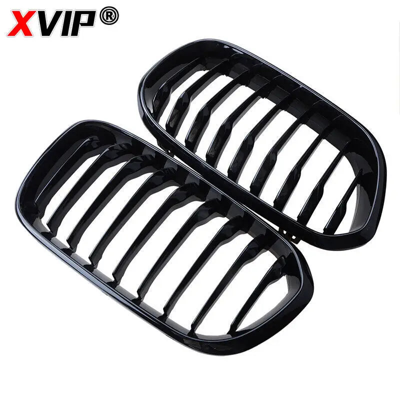 XVIP 1 Pair Front Grilles For BMW 1 Series F20 F21 2012-2019 Gloss Black Kidney Grill Replacement Racing Front Bumper Grilles