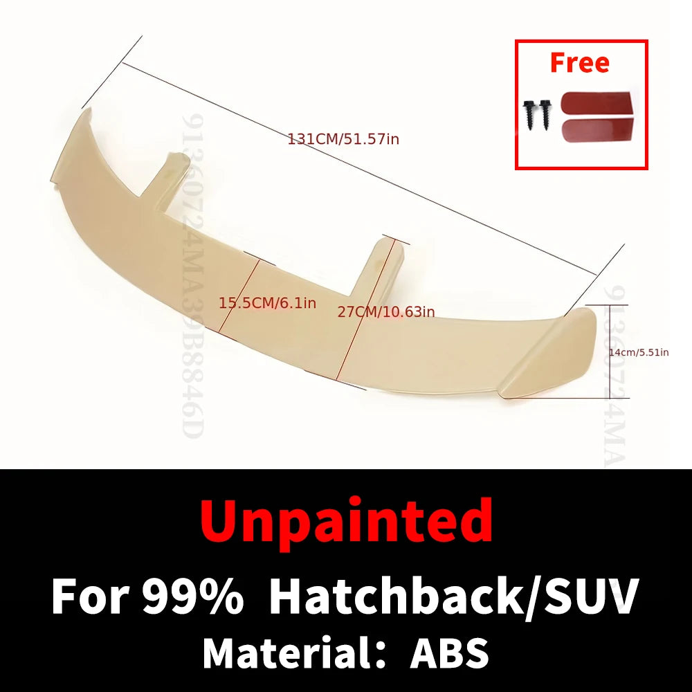 Hatchback SUV Cars Rear Roof Trunk Lid Spoiler Wings 130CM Universal Fit Mostly Vehicle ABS Black Carbon White Accessories Parts
