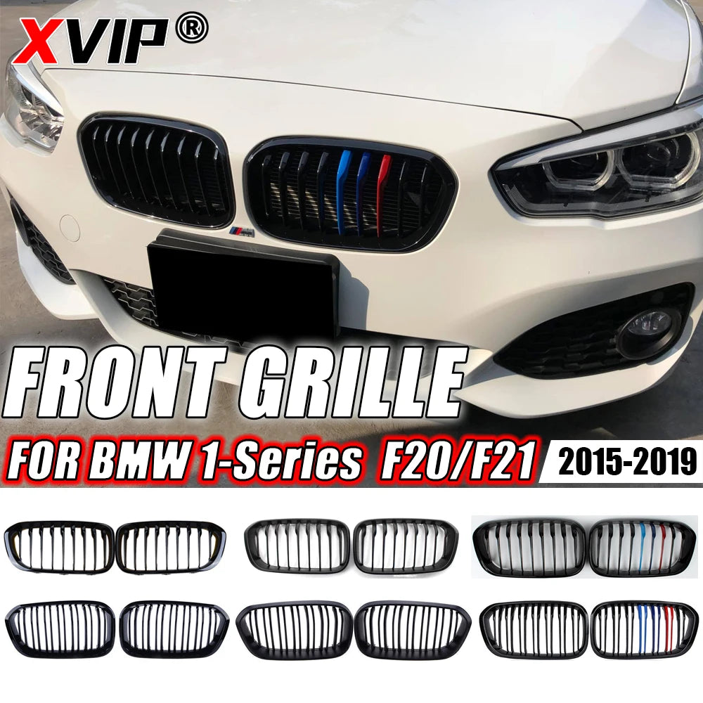 XVIP 1 Pair Front Grilles For BMW 1 Series F20 F21 2012-2019 Gloss Black Kidney Grill Replacement Racing Front Bumper Grilles